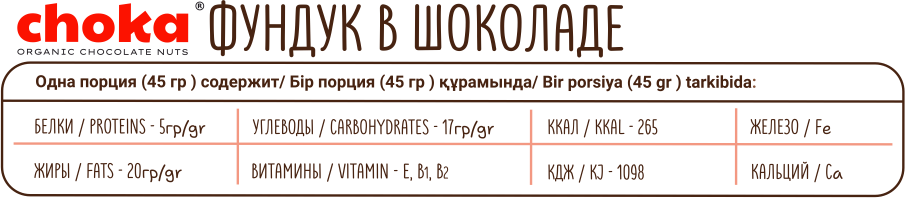 Характеристики: Фундук в шоколаде