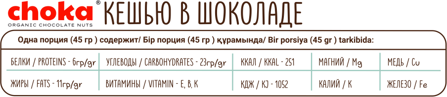 Характеристики: Кешью в шоколаде